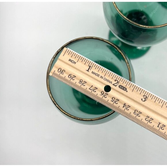1970s Vintage Libbey Juniper Green Large Set Of 5  Stemmed Wine Glasses - Picture 10 of 10